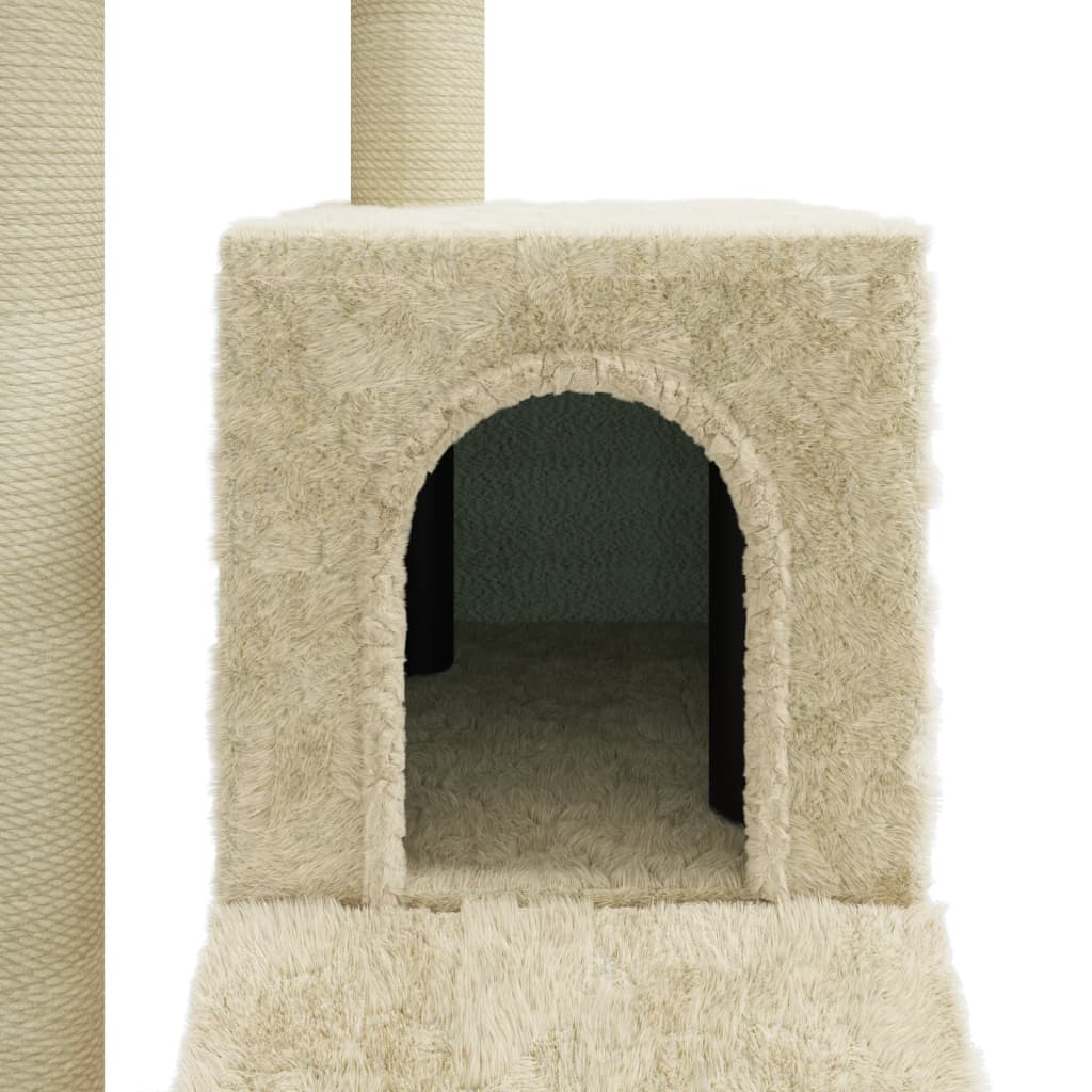 vidaXL Ansamblu pisici cu stâlpi din funie de sisal, crem, 92 cm