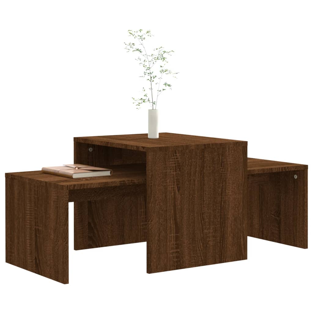 vidaXL Set măsuță de cafea, stejar maro, 100x48x40 cm, lemn prelucrat