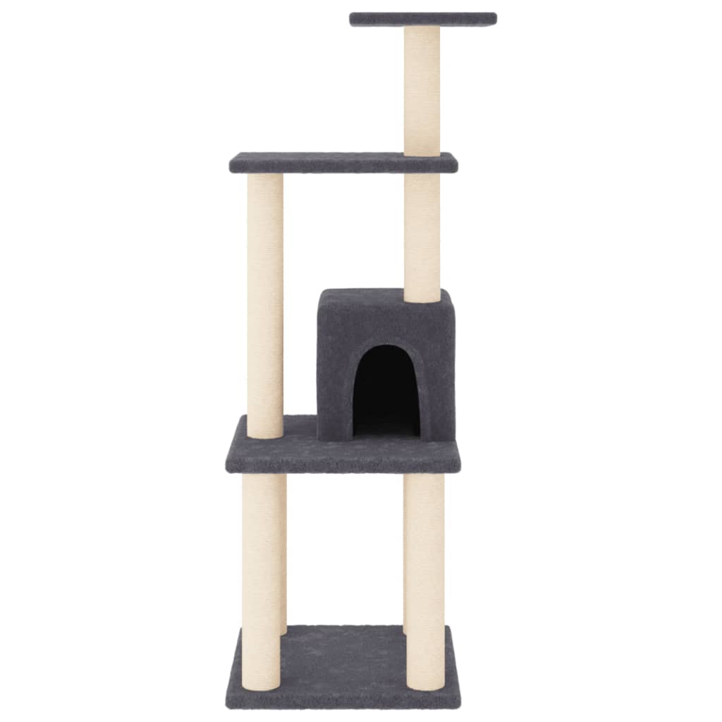 vidaXL Ansamblu pisici cu stâlpi din funie de sisal, gri închis 105 cm