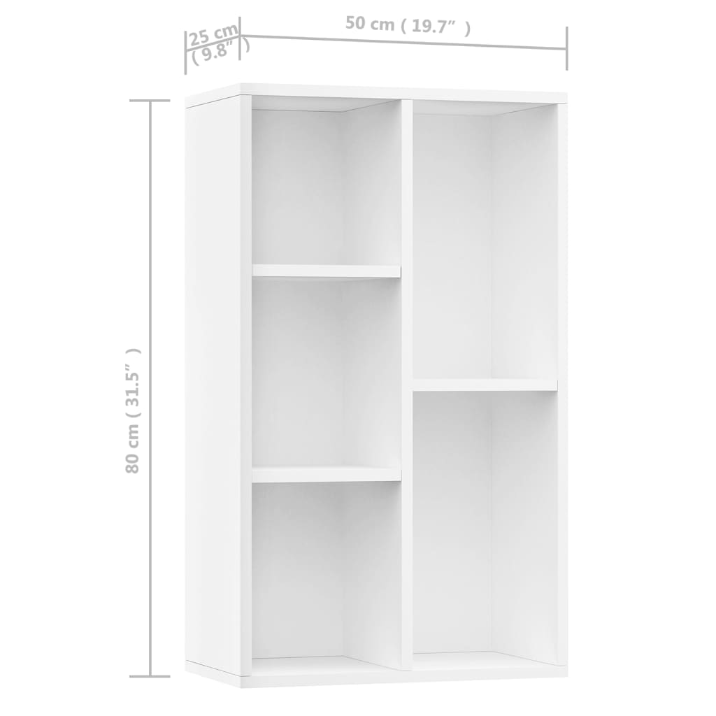 vidaXL Bibliotecă/Servantă, alb, 50x25x80 cm, PAL