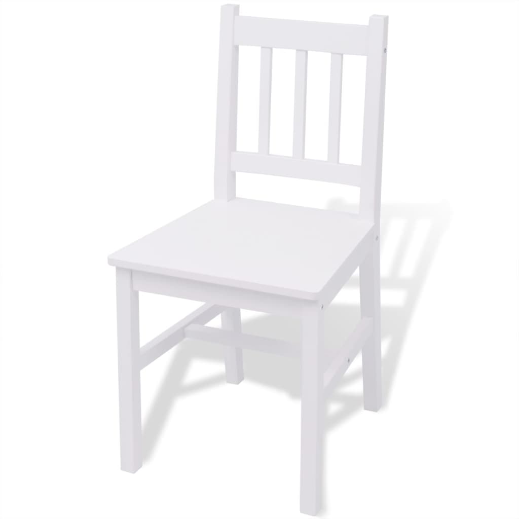 vidaXL Set cu masă și scaune din lemn de pin, alb, 5 piese