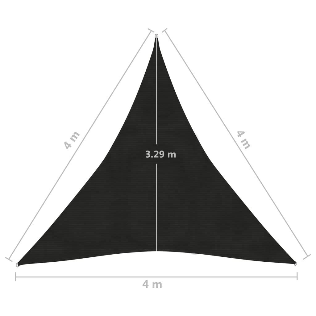 vidaXL Pânză parasolar, negru, 4x4x4 m, HDPE, 160 g/m²