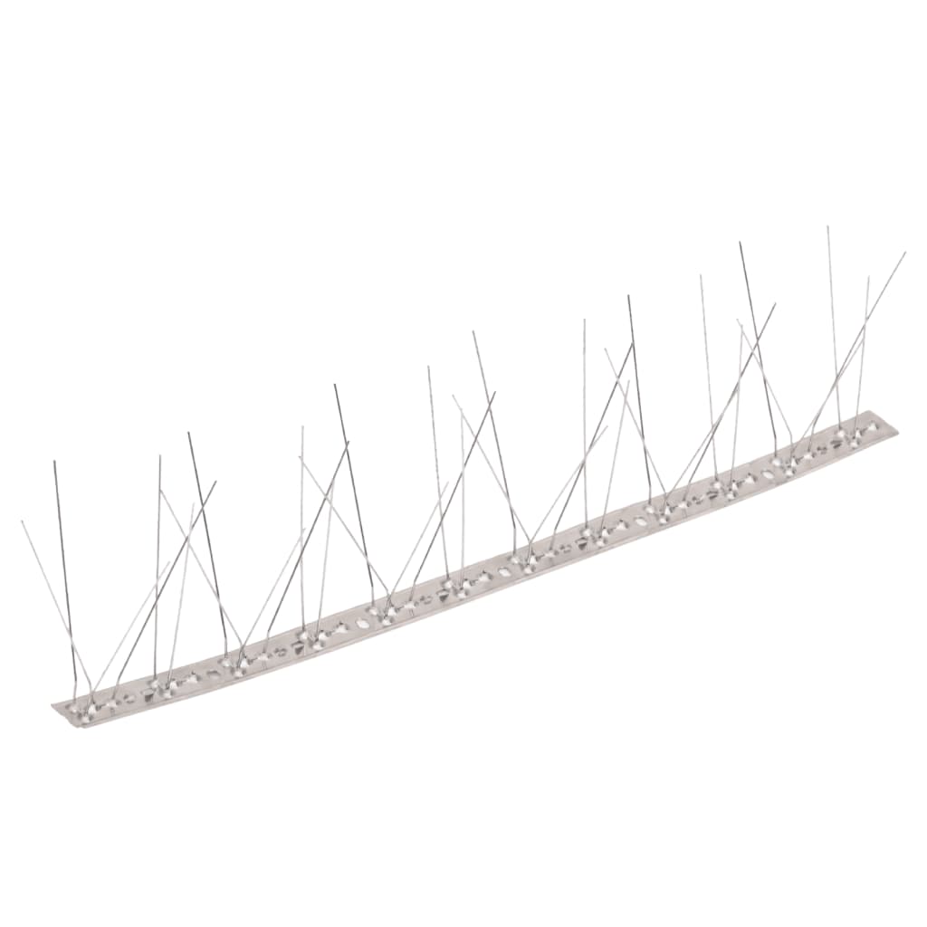 vidaXL Set bandă cu țepi antipăsări cu 5 rânduri, 10 buc., oțel, 5 m