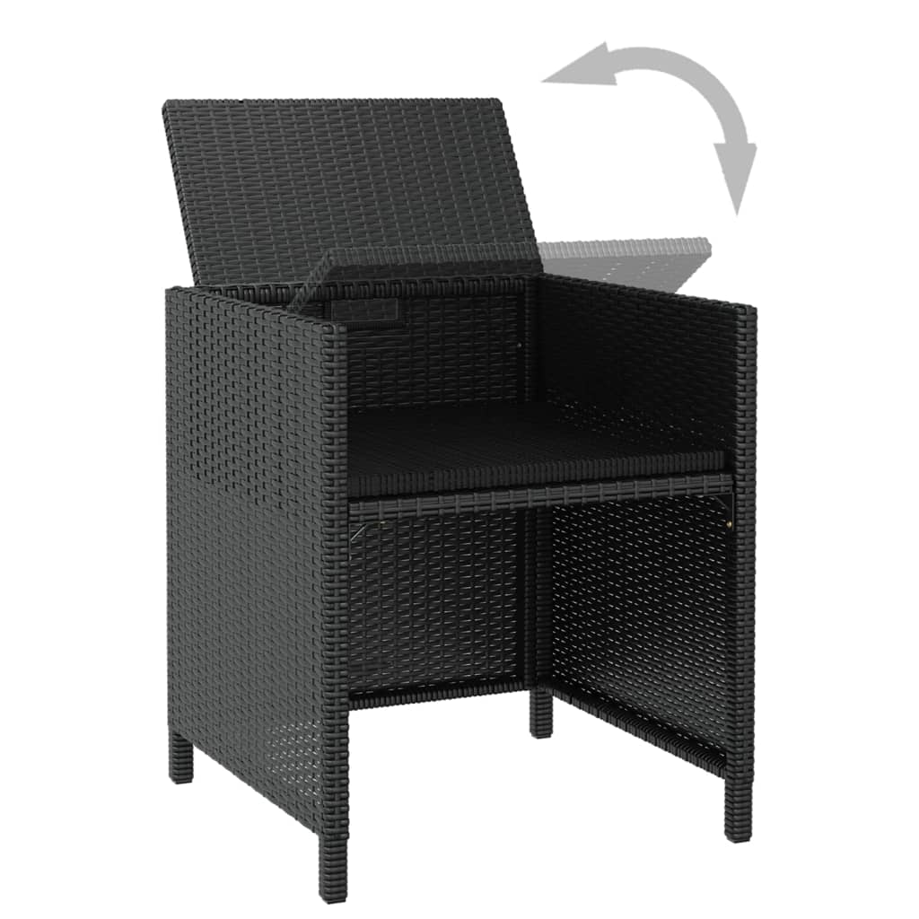 vidaXL Set mobilier de exterior 11 piese negru, poliratan, lemn acacia