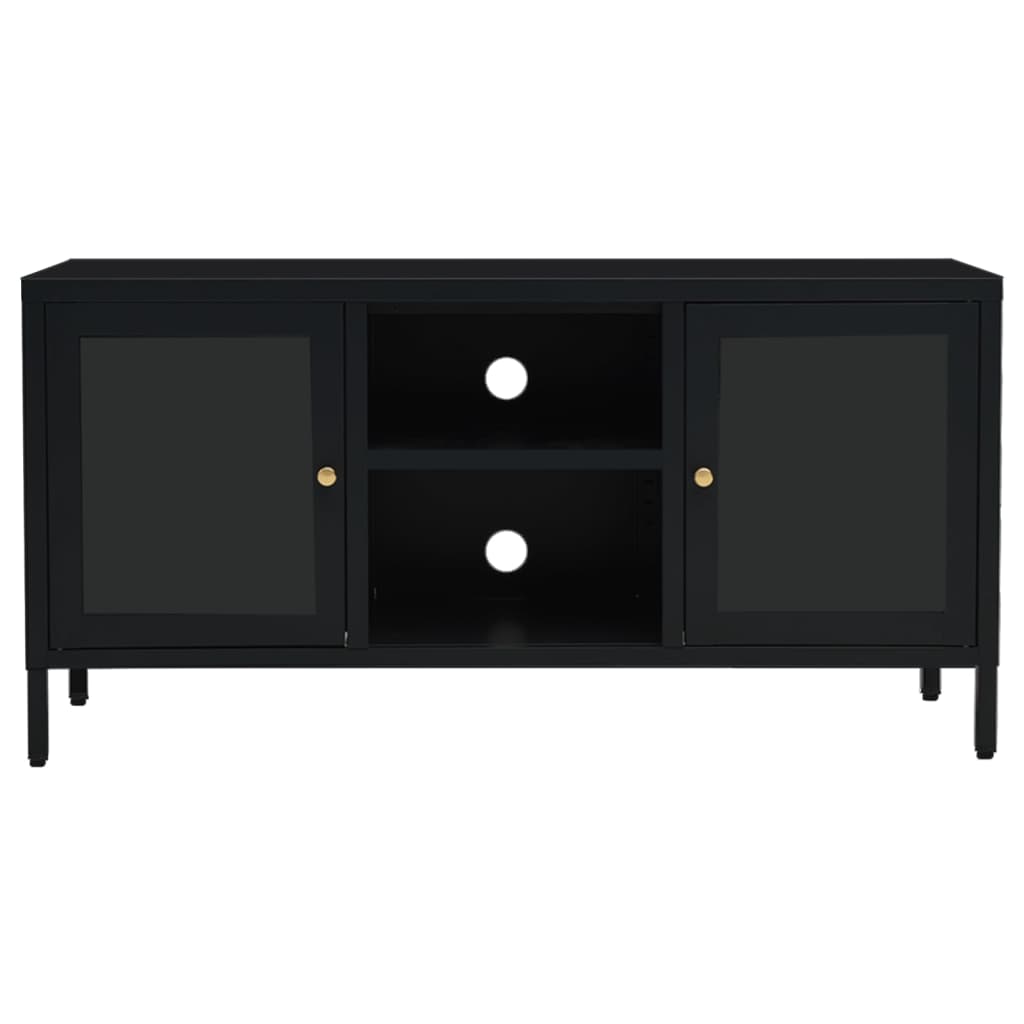 vidaXL Dulap TV, negru, 105x35x52 cm, oțel și sticlă