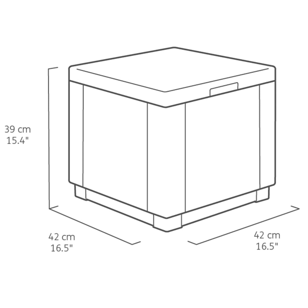 Keter Taburet tip cub cu spațiu de depozitare, cappuccino, 228749
