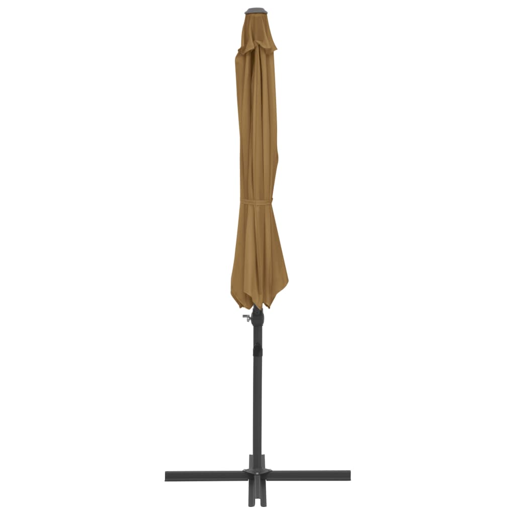vidaXL Umbrelă suspendată cu stâlp din oțel, gri taupe, 300 cm