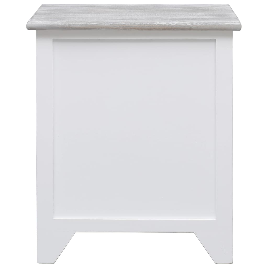 vidaXL Noptieră, alb, 38 x 28 x 45 cm, lemn de paulownia