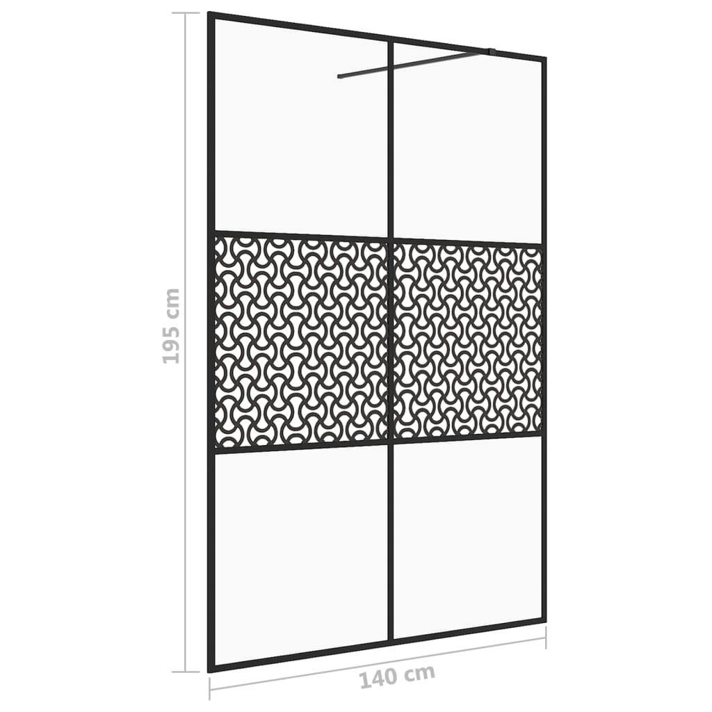 vidaXL Paravan de duș walk-in negru 140x195 cm sticlă ESG transparentă