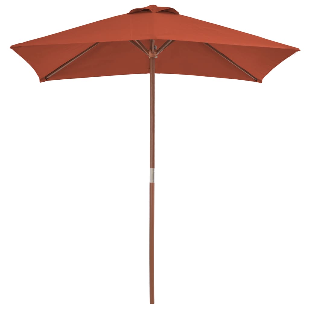 vidaXL Umbrelă de soare de exterior, stâlp lemn, 150x200 cm, teracotă