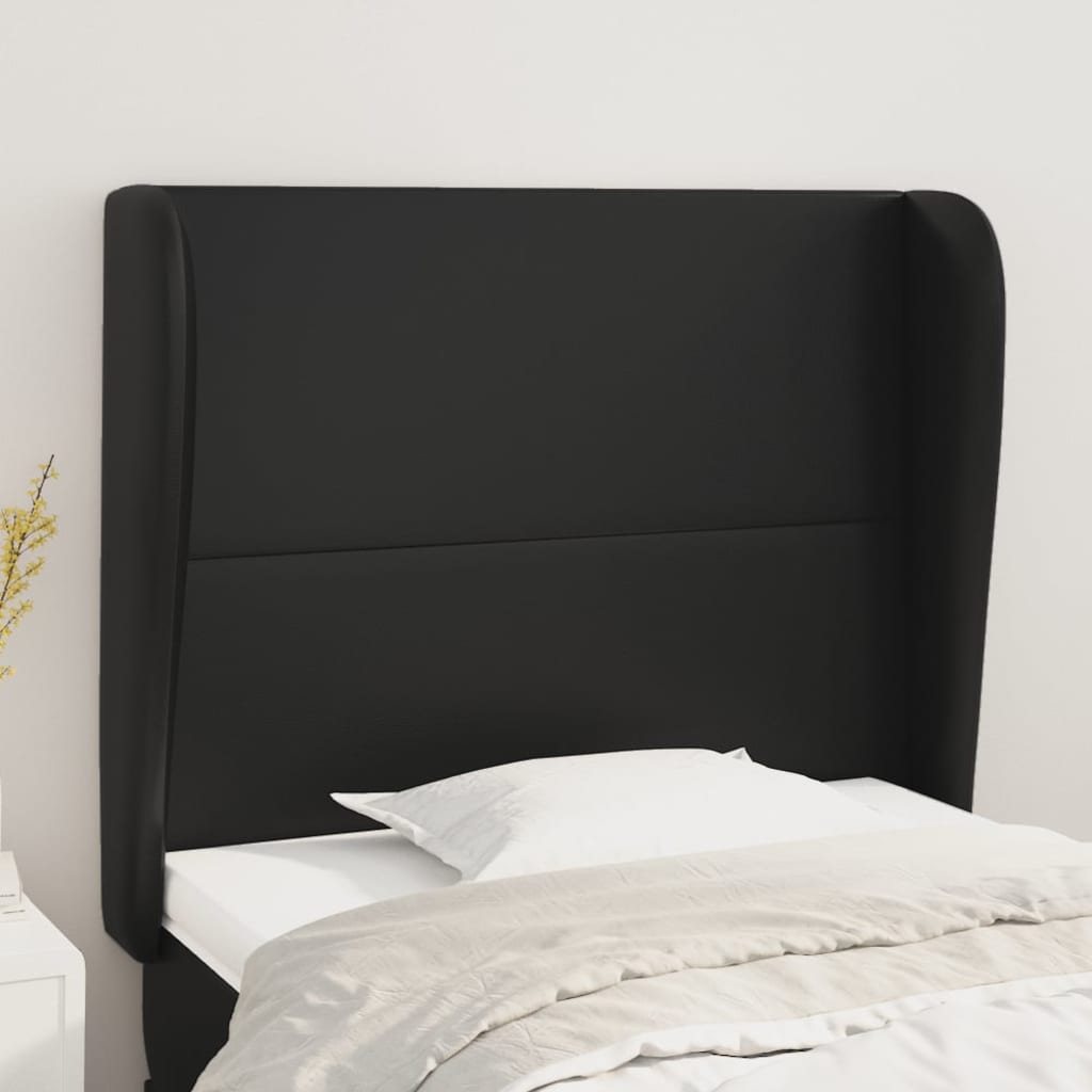 vidaXL Tăblie de pat cu aripioare, negru, 93x23x118/128 cm, piele eco