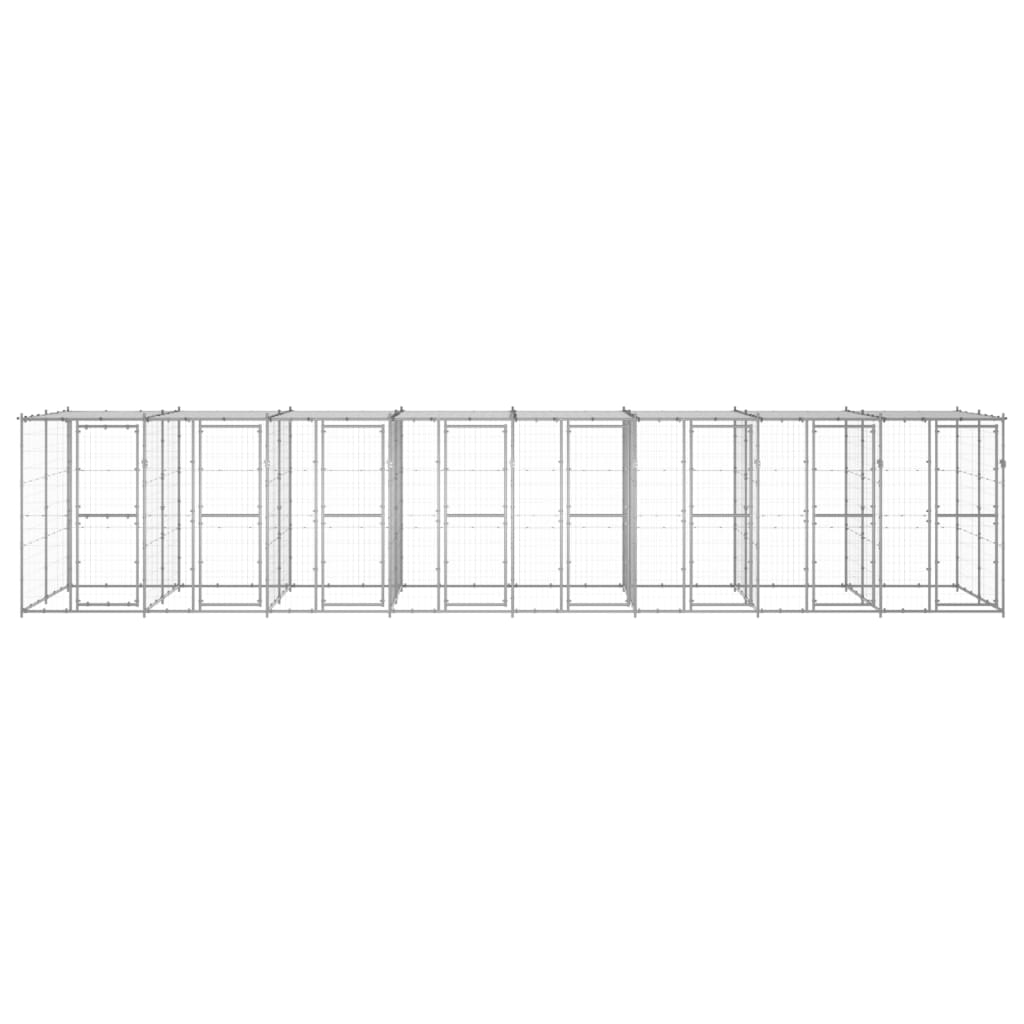 vidaXL Padoc câini de exterior cu acoperiș, 19,36 m², oțel galvanizat