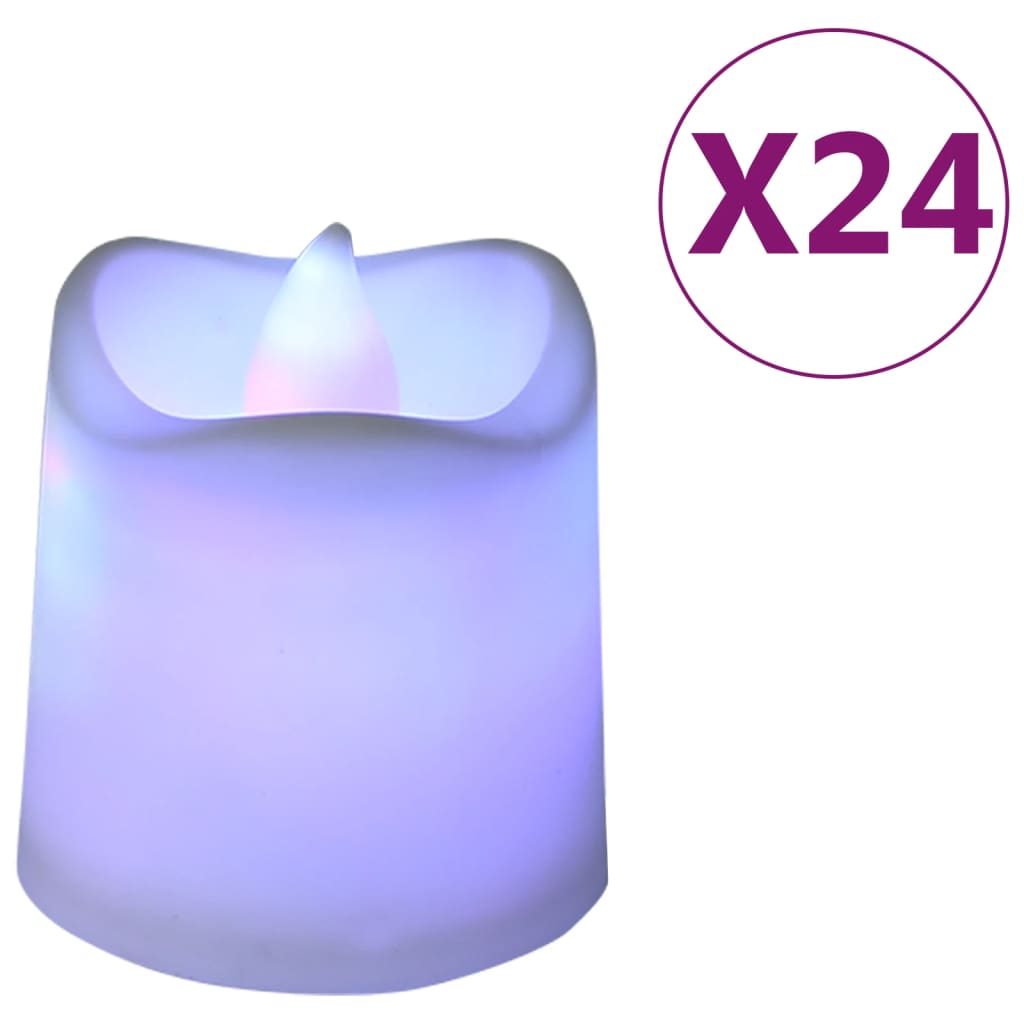 vidaXL Lumânări pastile electrice fără flacără cu LED 24 buc. colorate