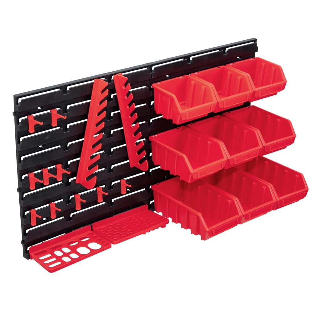 vidaXL Set cutii depozitare 34 piese cu panouri de perete, roșu&negru