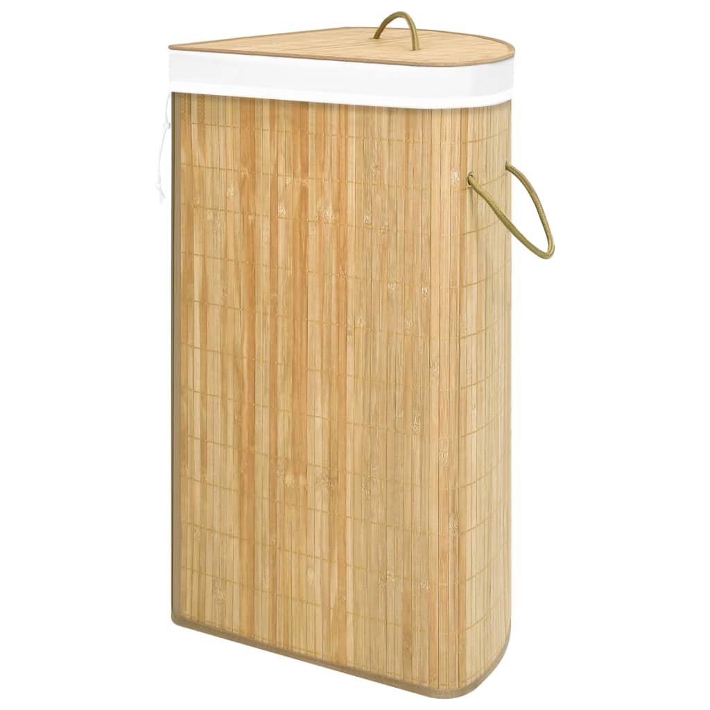 vidaXL Coș de rufe din bambus de colț, 60 L