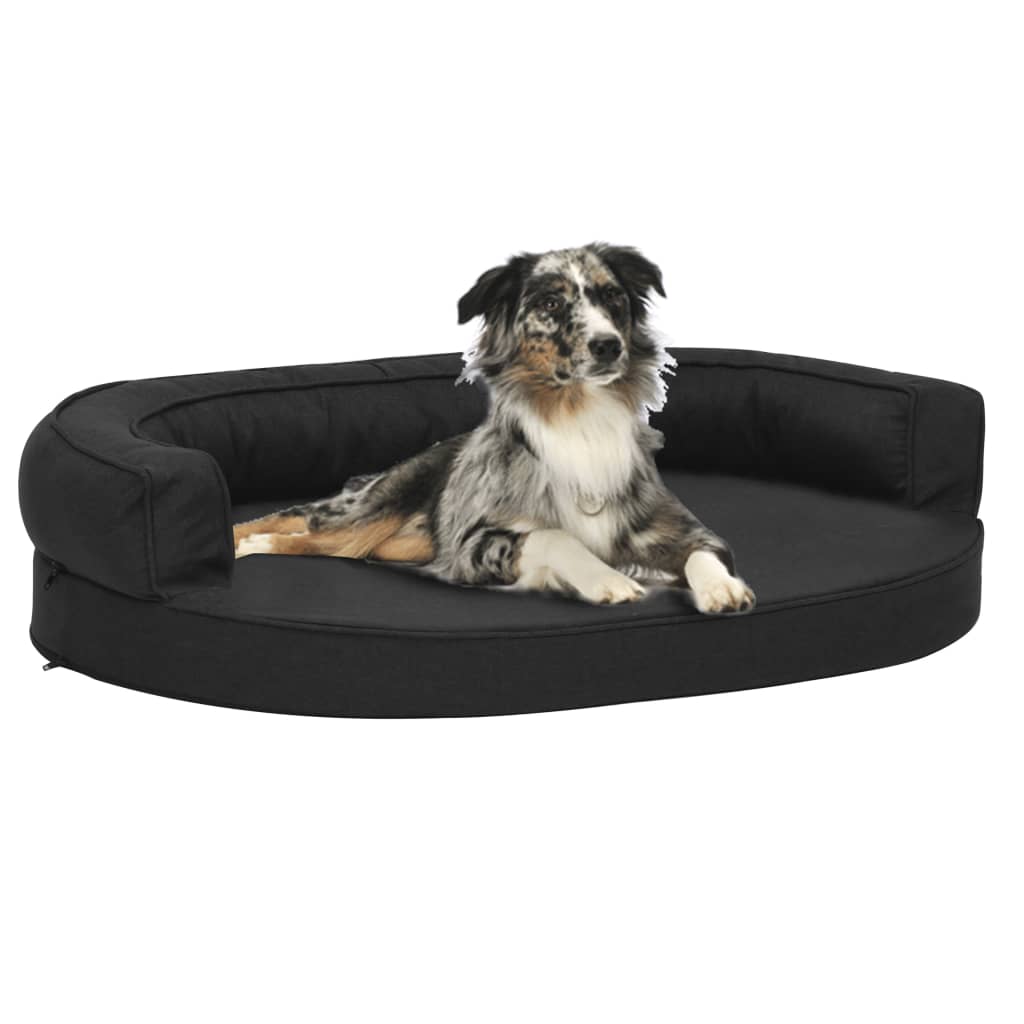 vidaXL Saltea ergonomică pat de câini, negru, 90x64 cm, aspect de in