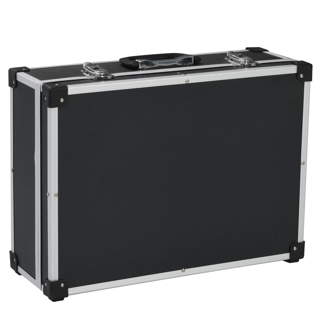 vidaXL Valiză de scule, negru, 46 x 33 x 16 cm, aluminiu