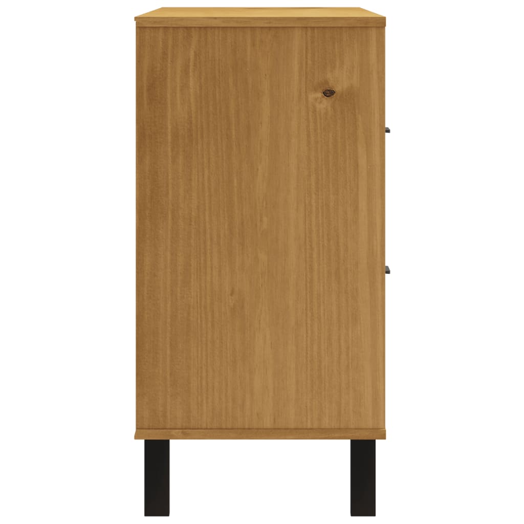 vidaXL Servantă cu ușă din sticlă „FLAM”, 110x40x80 cm, lemn masiv pin