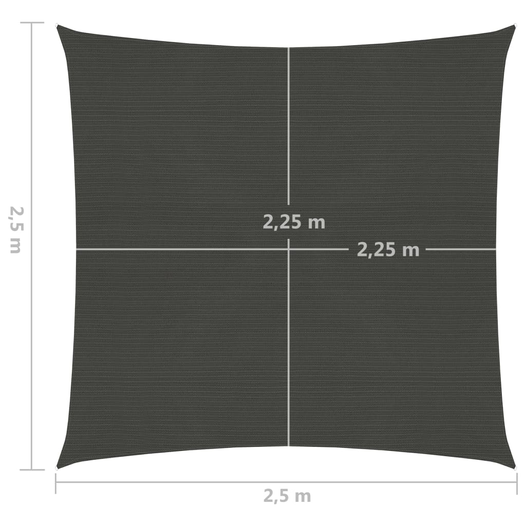 vidaXL Pânză parasolar, antracit, 2,5 x 2,5 m, HDPE, 160 g/m²