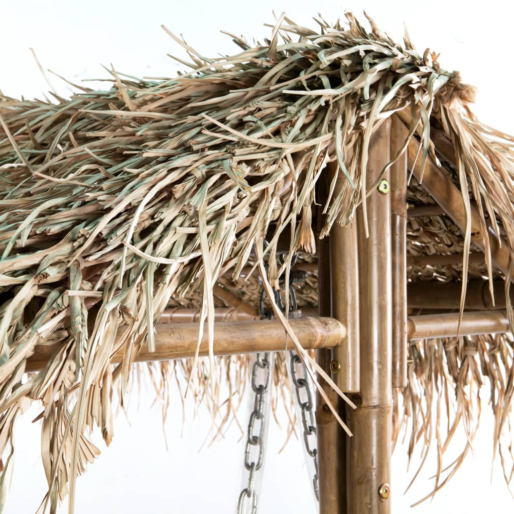 vidaXL Balansoar cu 2 locuri, cu frunze de palmier, 202 cm, bambus