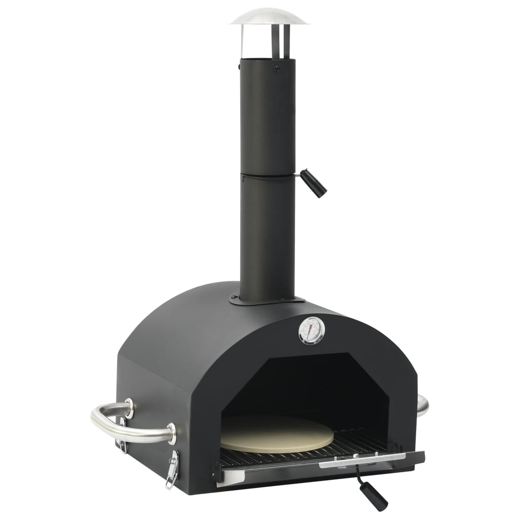 vidaXL Cuptor de pizza și grătar 3-în-1 de exterior, negru