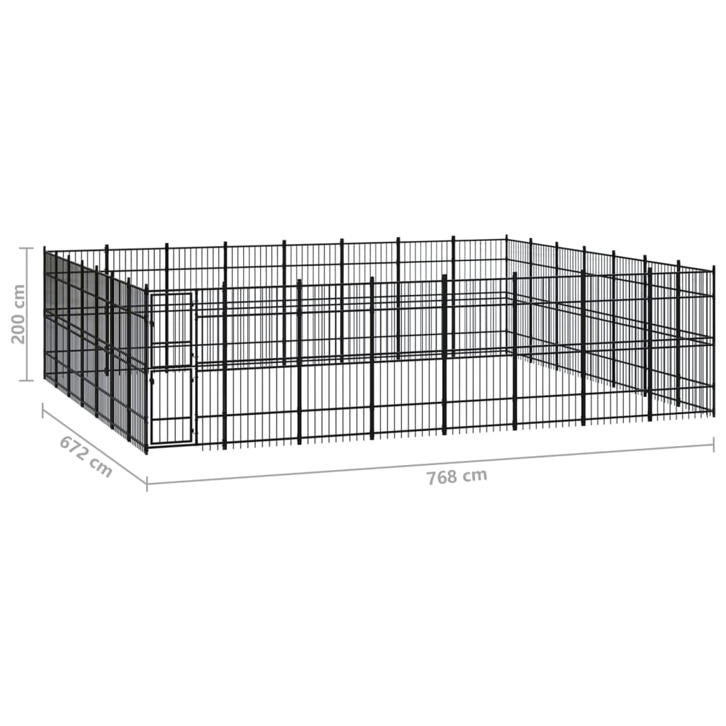 vidaXL Padoc pentru câini de exterior, 51,61 m², oțel