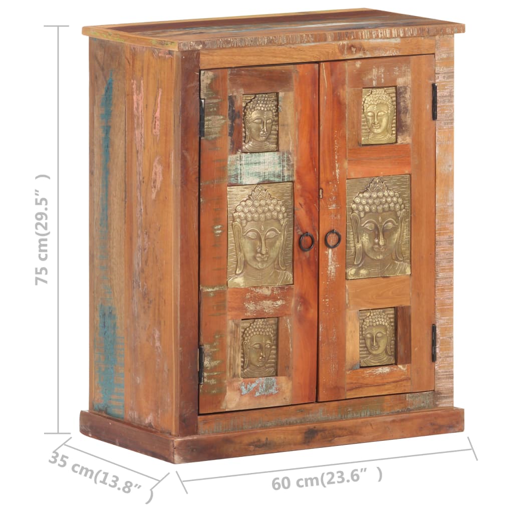 vidaXL Servantă cu plăci Buddha, 60 x 35 x 75 cm, lemn masiv reciclat