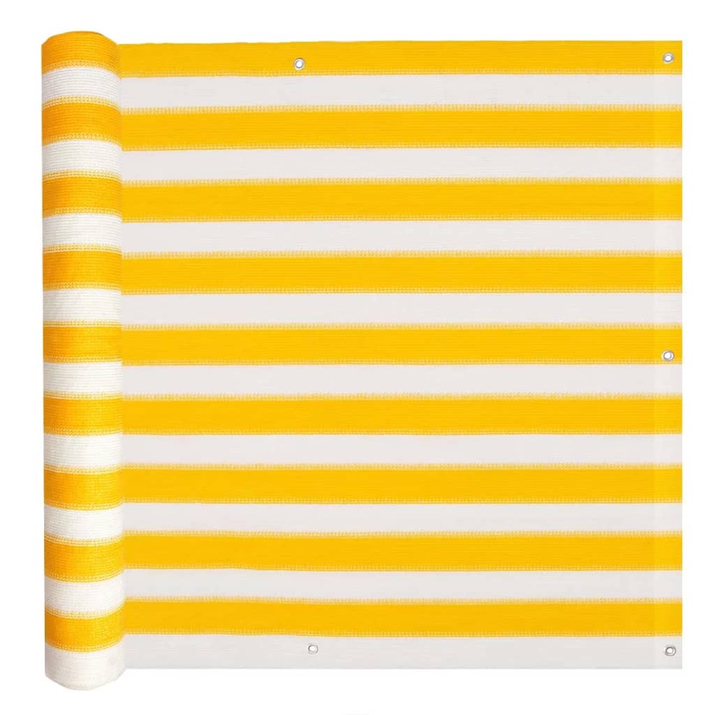vidaXL Prelată pentru balcon, HDPE, 75 x 400 cm, galben și alb