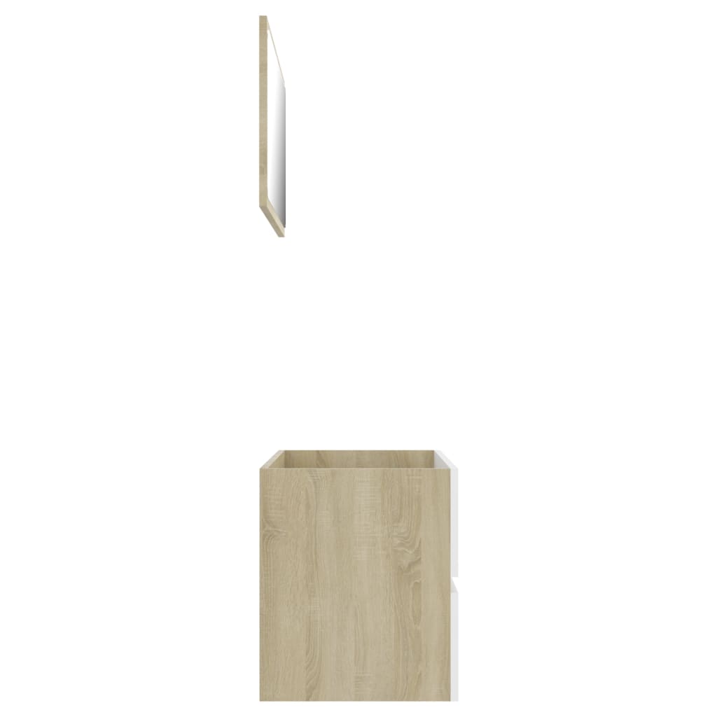 vidaXL Set mobilier baie, 2 piese, alb și stejar Sonoma, PAL