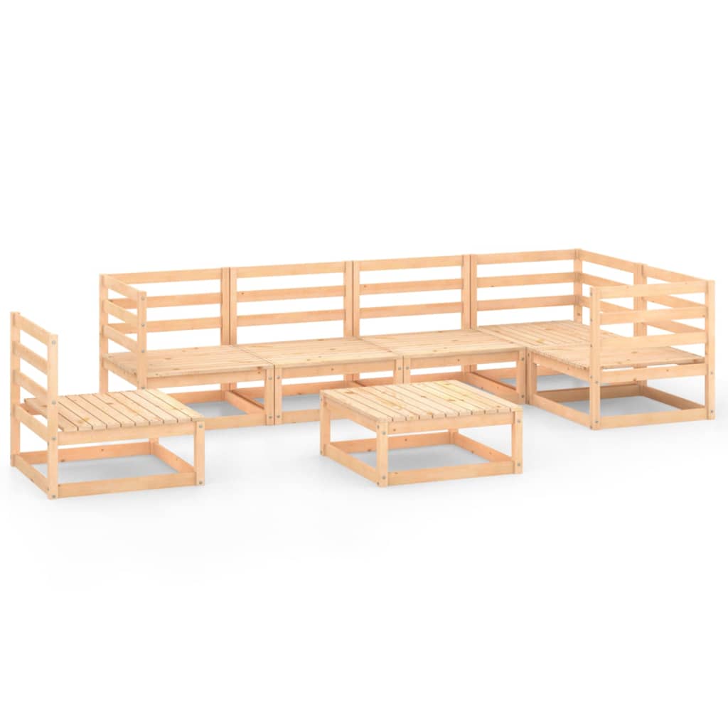 vidaXL Set mobilier relaxare de grădină, 7 piese, lemn masiv de pin