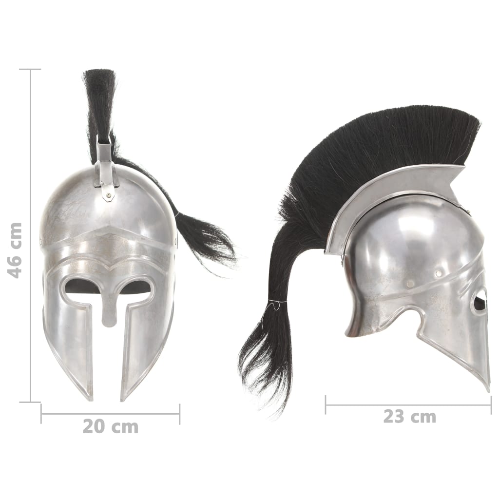vidaXL Coif războinic grec aspect antic, joc roluri, argintiu, oțel