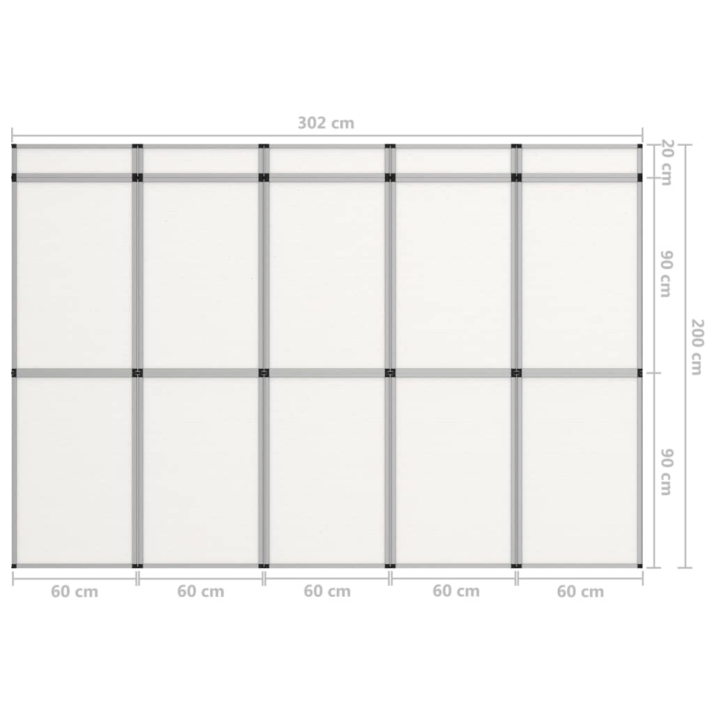 vidaXL Perete de afișaj pliabil cu 15 panouri, alb, 302 x 200 cm