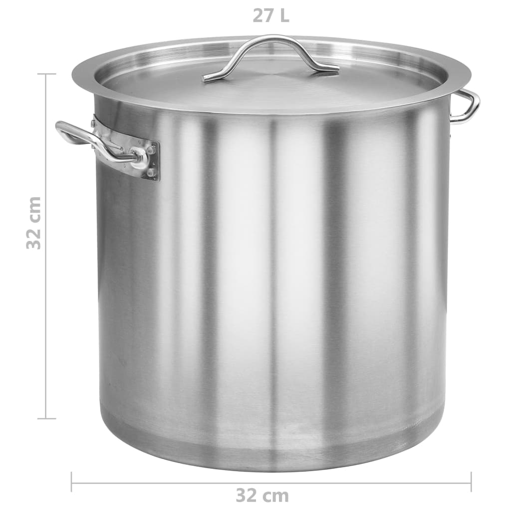 vidaXL Oală de supă, 32x32 cm, oțel inoxidabil, 27 L