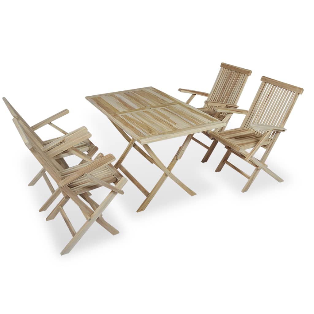 vidaXL Set mobilier de exterior pliabil, 5 piese, lemn masiv de tec