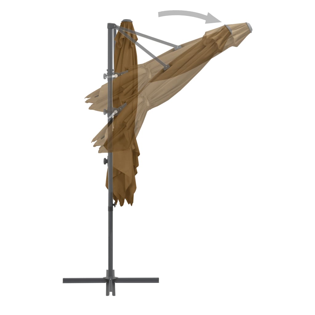 vidaXL Umbrelă suspendată cu stâlp din oțel, gri taupe, 250 x 250 cm