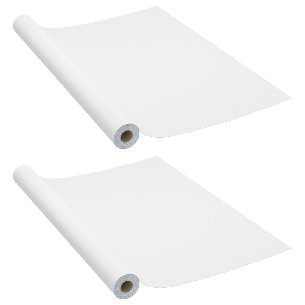 vidaXL Folii mobilier autoadezive, 2 buc., alb, 500 x 90 cm, PVC