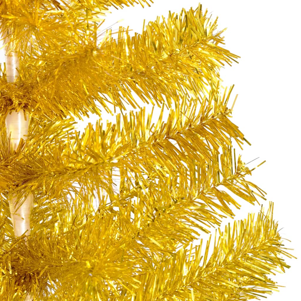 vidaXL Brad de Crăciun pre-iluminat cu set globuri, auriu, 240 cm, PET