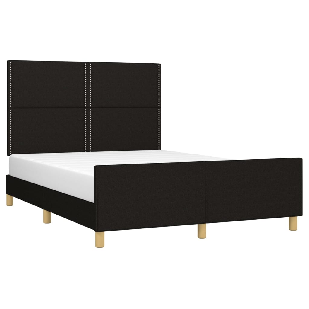 vidaXL Cadru de pat cu tăblie, negru, 140x190 cm, textil