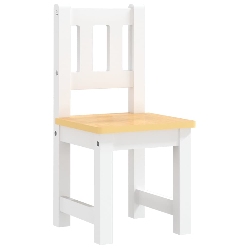 vidaXL Set masă&scaune pentru copii, 3 piese, alb și bej, MDF
