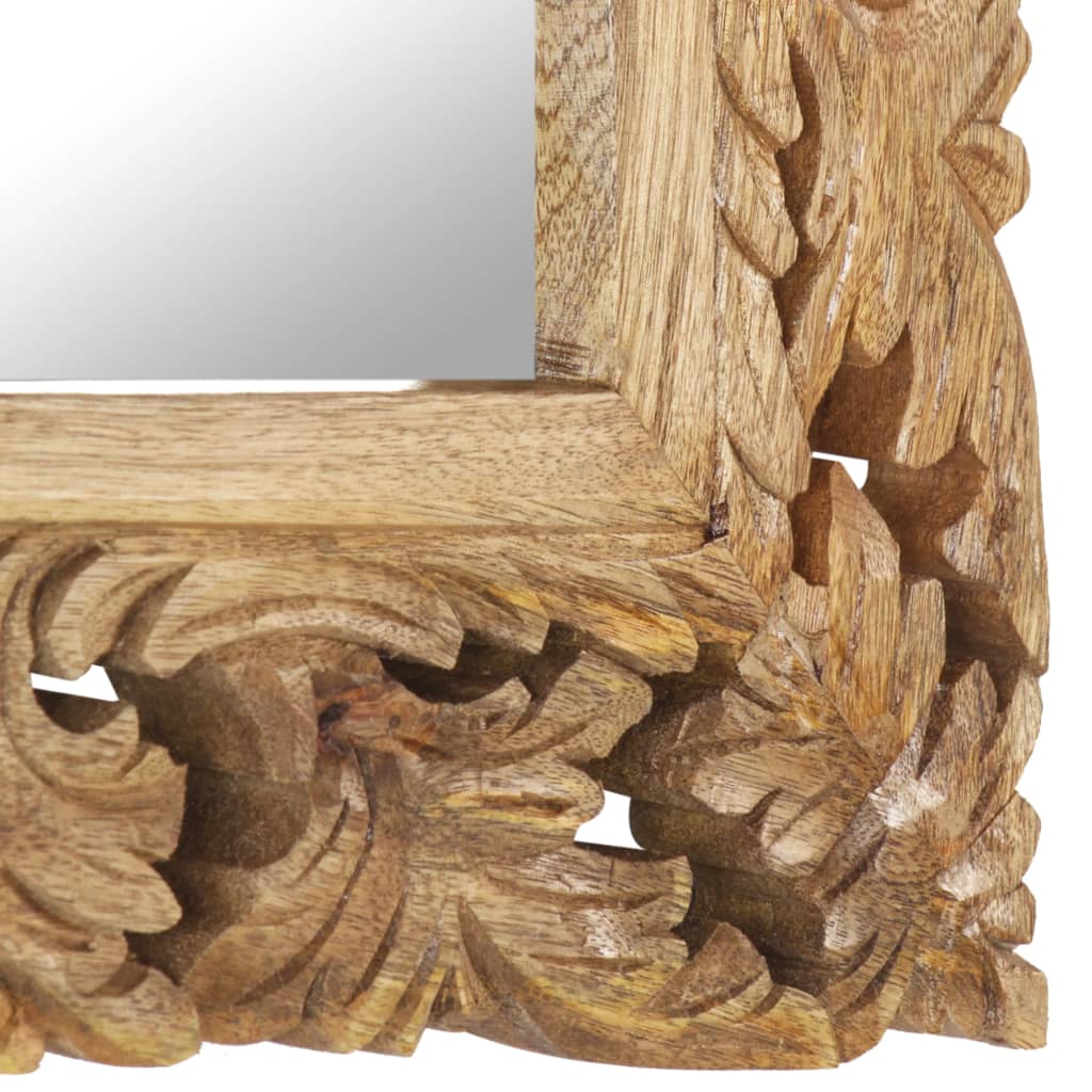 vidaXL Oglindă sculptată manual, maro, 50x50 cm, lemn masiv de mango
