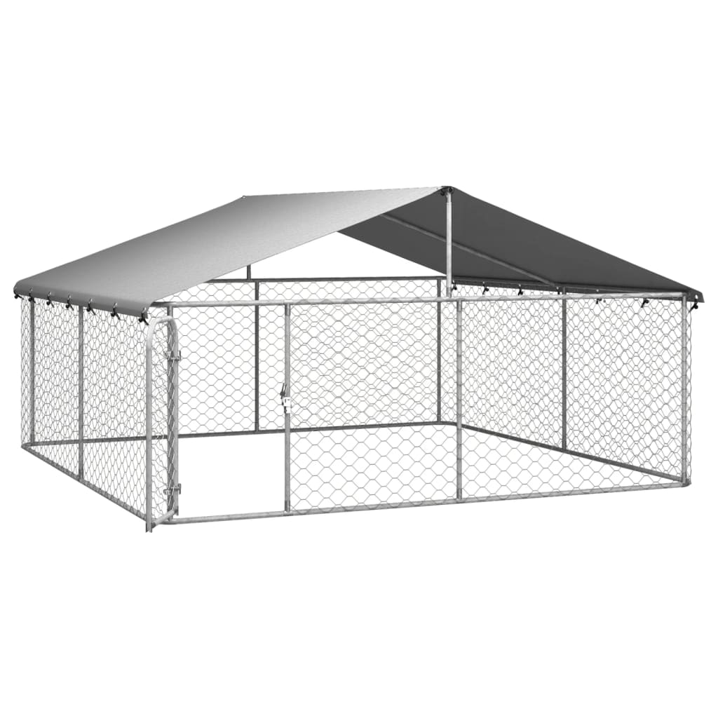 vidaXL Padoc de exterior pentru câini, cu acoperiș, 300x300x150cm