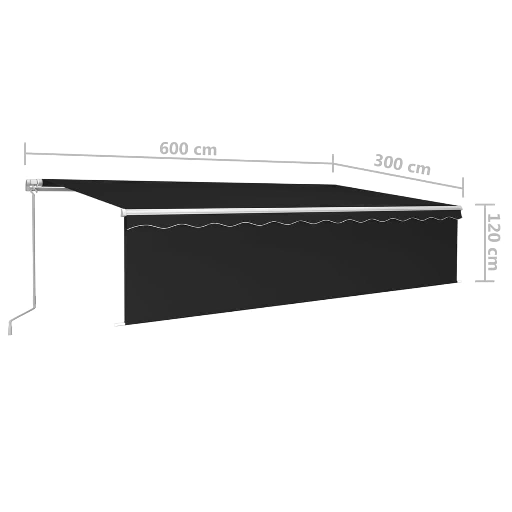 vidaXL Copertină retractabilă manual cu stor, antracit, 6x3 m
