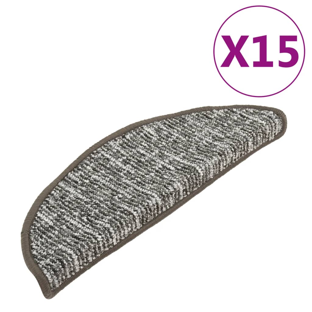 vidaXL Covorașe de trepte de scară, 15 buc., antracit, 65x21x4 cm