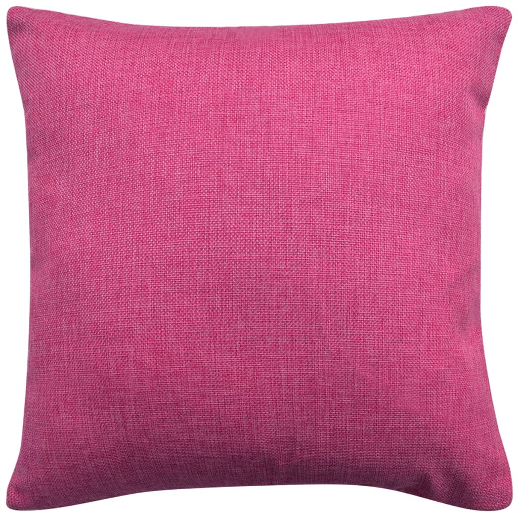 vidaXL Huse de pernă cu aspect de pânză, 80 x 80 cm, roz, 4 buc.