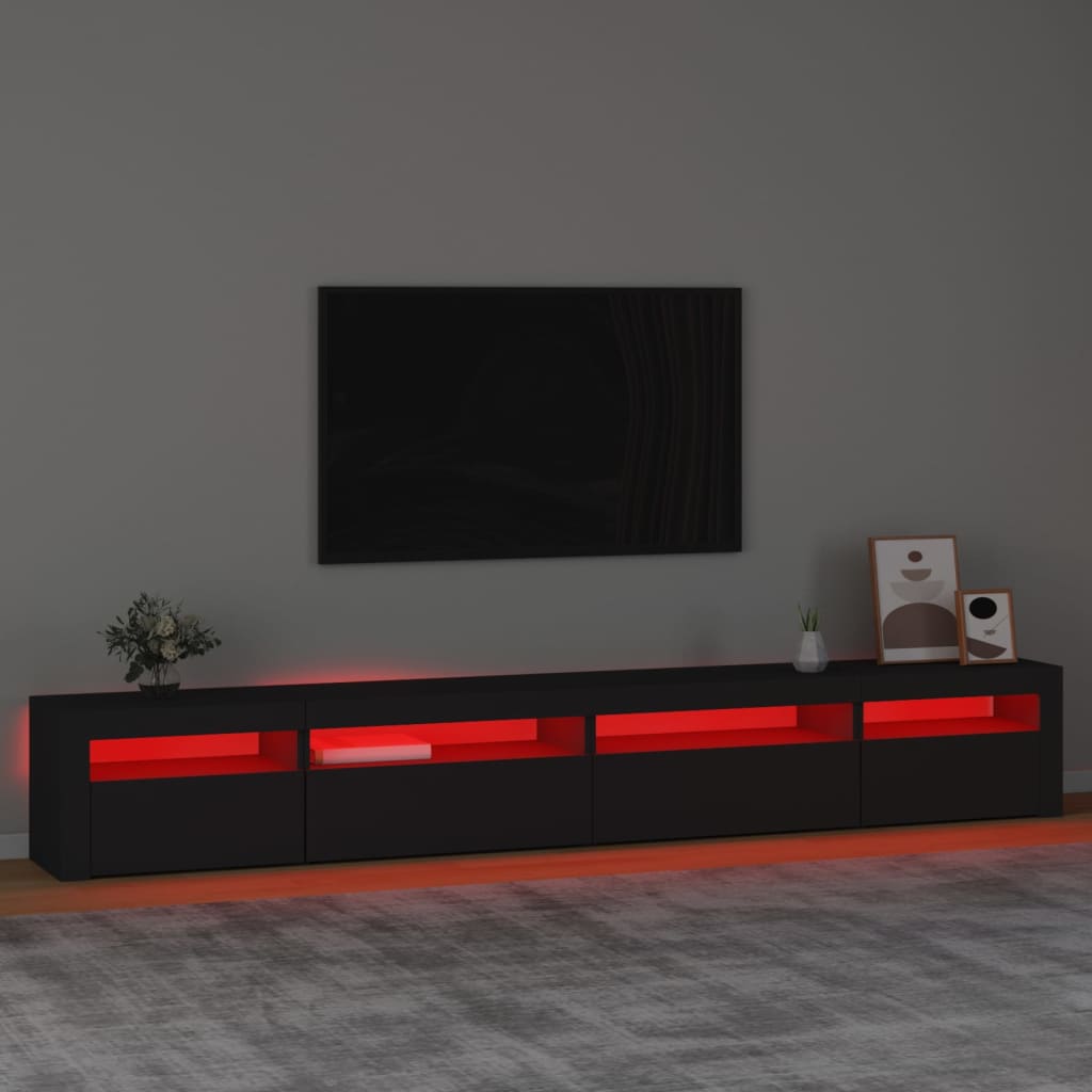 vidaXL Comodă TV cu lumini LED, negru, 270x35x40 cm