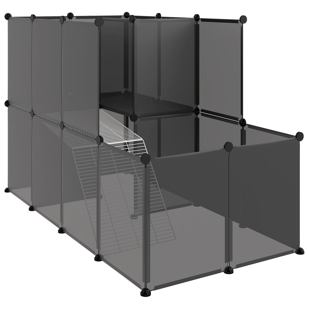 vidaXL Cușcă pentru animale mici, negru, 142x74x93 cm, PP și oțel