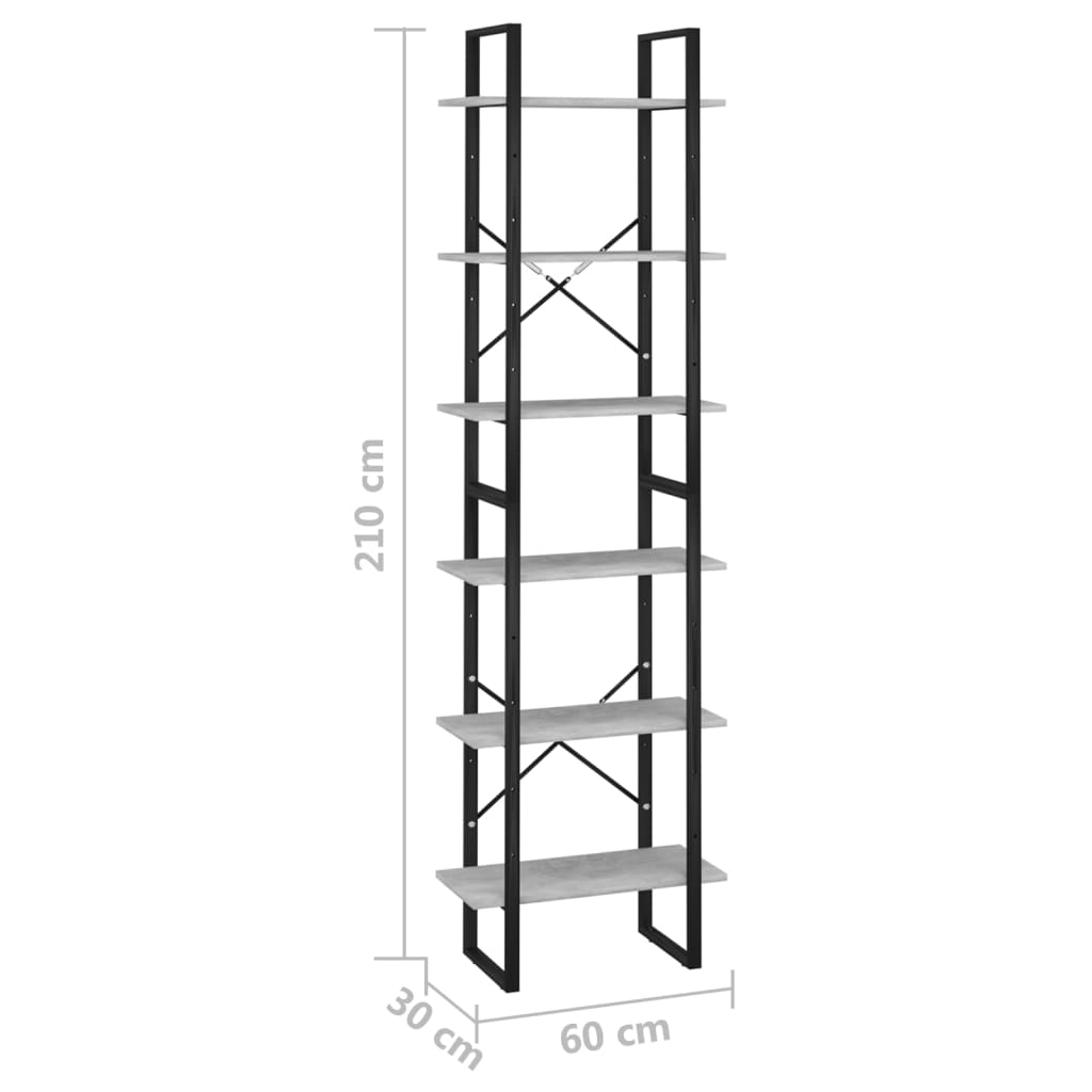 vidaXL Raft de depozitare, gri beton, 60x30x210 cm, lemn compozit