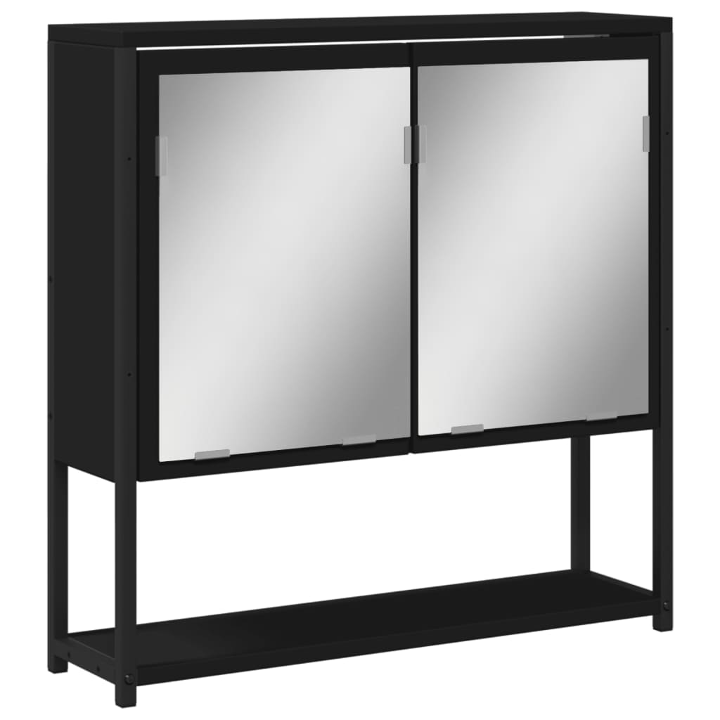 vidaXL Dulap baie cu oglindă negru 60x16x60 cm lemn compozit