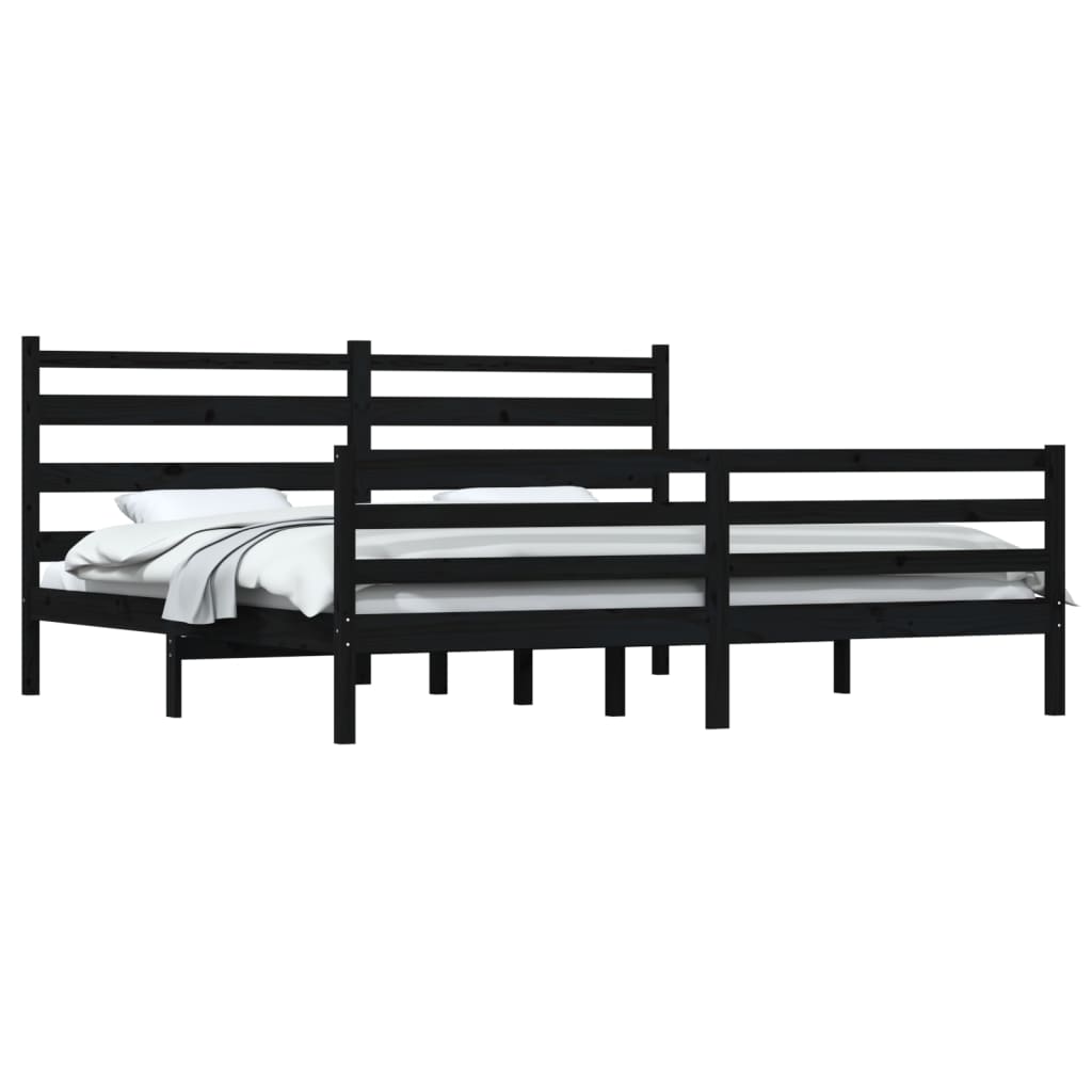 vidaXL Cadru de pat, 200x200 cm, lemn masiv de pin, negru