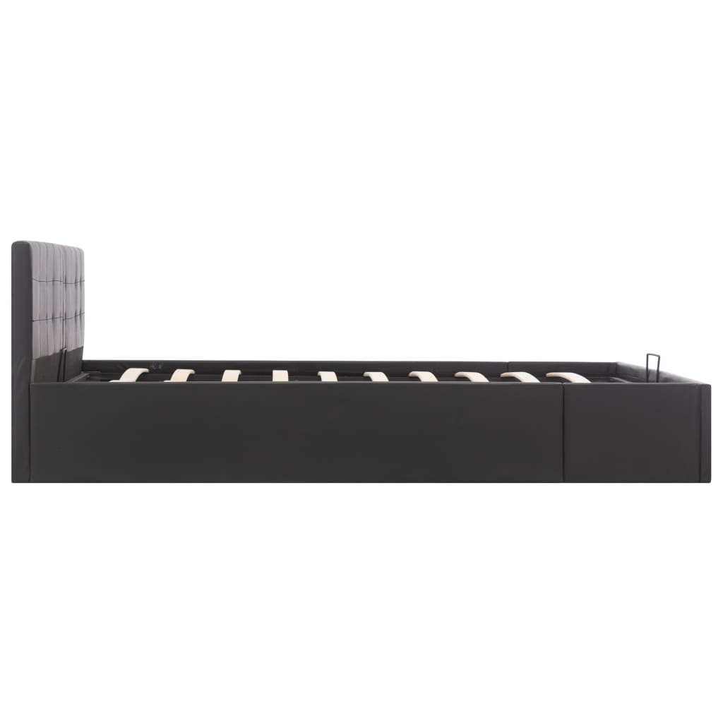 vidaXL Cadru pat hidraulic, depozitare, negru 160 x 200 cm, piele eco
